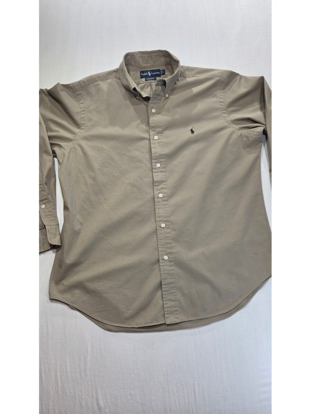 Ralph Lauren Classic Fit Men's Dress Shirt Size Large Khaki